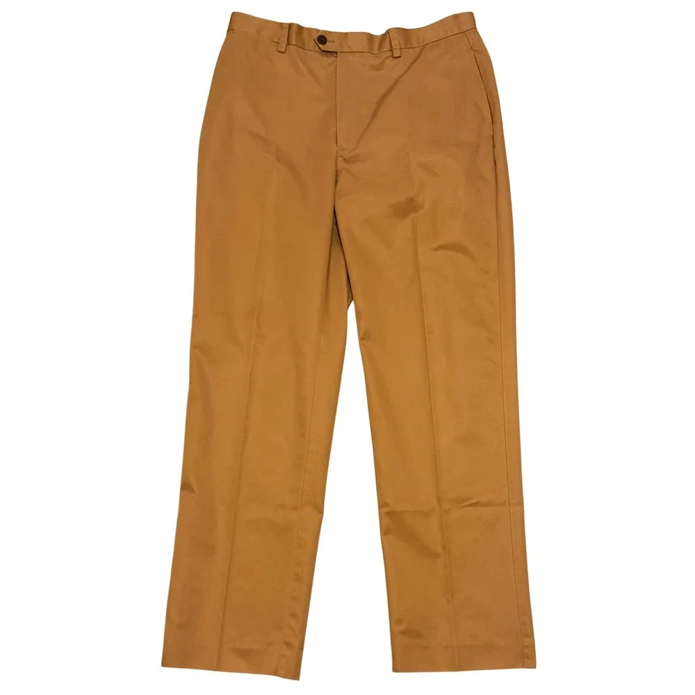 Orvis Flat Front Cotton Khaki Tan Chino Pants Mens 34x30